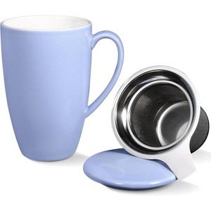 16 Oz Porcelain Tea Cup with Infuser and Lid, Loose Leaf Tea Mug, Microwave Dishwasher Safe Steeping Tea Cup - 1 of 4
