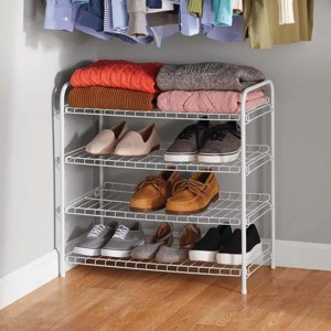 (2 Pack)4-Tier Steel Wire Shoe Organizer, Holds up to 12 Pairs, Arctic White - 1 of 4