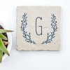 Personalization Mall Farmhouse Floral Personalized Letter Tumbled Stone Coaster Set - 4 of 4