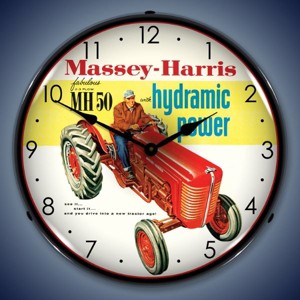 Collectable Sign & Clock | Massey-Harris LED Wall Clock Retro/Vintage, Lighted - Great For Garage, Bar, Mancave, Gym, Office etc 14 Inches - 1 of 4