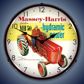 Collectable Sign & Clock | Massey-Harris LED Wall Clock Retro/Vintage, Lighted - Great For Garage, Bar, Mancave, Gym, Office etc 14 Inches