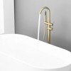 Cobbe Floor Standing Bathtub Faucet Vertical Bathtub Faucet with Handheld Shower and Tub Spout Brushed Gold - 3 of 4