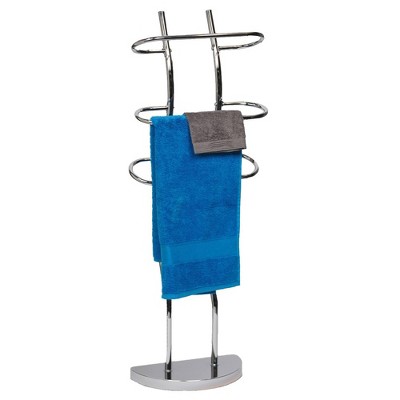 Evideco French Home Goods Freestanding Curved Towel Valet Holder 3 Bars Chrome Metal