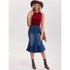 INSPIRE CHIC Women's Denim High Waisted Ruffled Knee Length Bodycon Fishtail Jean Skirt - 3 of 4