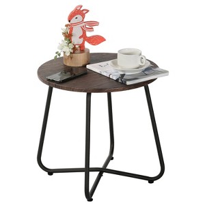 VECELO Patio Outdoor Side Snack Table, Small Round Anti-Rust Metal Style Desk for Garden or Balcony - 1 of 4