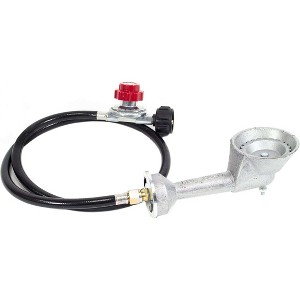 GasOne High Pressure Cast-Iron Round Burner Head with Brass Fitting O, Regulator & Hose, 50200+2109 - 1 of 4