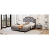 Okak Elegant Full Velvet Platform Bed Frame with Upholstered, Ruched Button Tufted Headboard Wood Slats No Box Spring Needed Easy Assembly, Gray - 3 of 4