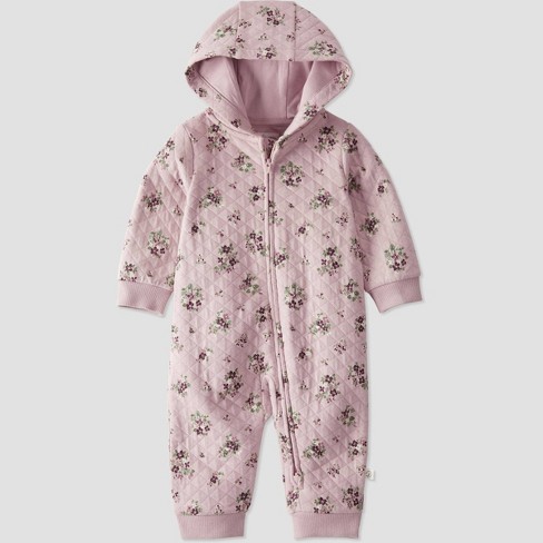 Little Planet by Carter's Organic️ Baby Girls' Floral Quilted Zip Pram Coveralls - Pink - image 1 of 3