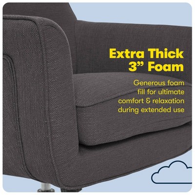 Graphite Gray Leather Swivel Executive Office Chair with Fixed Arms