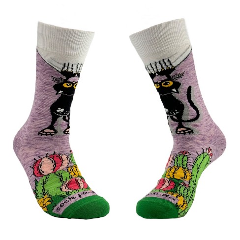 Cactus Cat Socks (women's Sizes Adult Medium) From The Sock Panda : Target