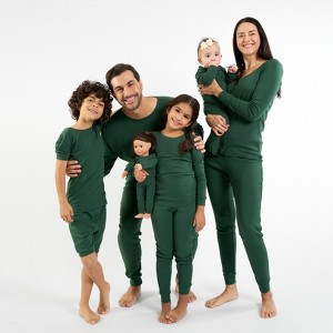 Leveret Matching Family Pajamas – Solid Uniform Green – 100% Cotton – Customizable for Personalization - 1 of 4