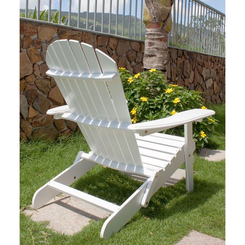 Northbeam Outdoor Garden Portable Foldable Wooden Adirondack Deck Chair with Easy to Fold Design, White, 5 of 7