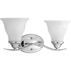 Progress Lighting Trinity Collection 2-Light Bath Fixture, Polished Chrome, Etched Glass Shade - 1 of 2
