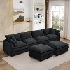 KWPZQEB 130.7" Modular Sectional Sofa, U Shaped Couch with Movable Ottoman, Modern 5-Seat Chenille Sofa with Deep Seat & Pillow for Living Room - 3 of 4