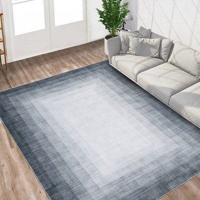Area Rug Modern Ombre Bordered Machine Washable Rug for Living Room Bedroom Border Gradient Stain Resistant Accent Rug