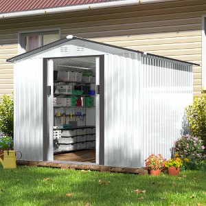 Sandinrayli 8.4 ft. W x 8.4 ft. D Outdoor Storage Metal Shed Garden Tool Steel Shed with Sliding Doors and Vents (70.56 sq. ft.) - 1 of 4