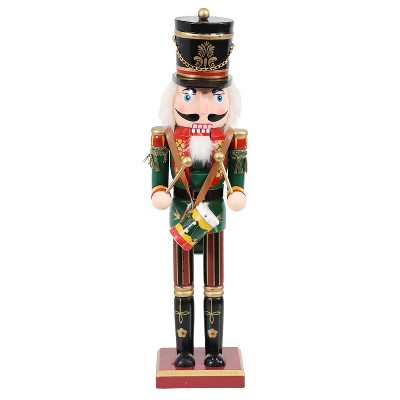 Sunnydaze Gunther the Rhythmic Indoor Decorative Traditional Christmas Wooden Nutcracker Statue, 14.5-Inch