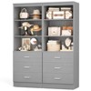 Aheaplus 71'' Tall Storage Bookcase, Bookshelf with 3-Tier Open Shelves and 3 Drawers, Wood Storage Cabinet - 2 of 4