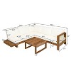 Christopher Knight Home Taylor Outdoor 4 Pieces Slat Design Acacia Wood Sectional Sofa Set with Coffee Table - 3 of 4