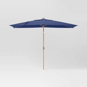 6'x10' Rectangular Outdoor Patio Market Umbrella with Faux Wood Pole - Threshold™ - 1 of 4