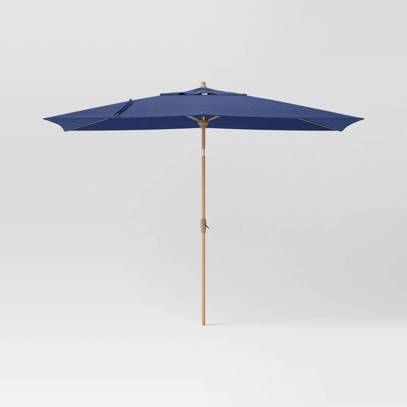  6'x10' Rectangular Outdoor Patio Market Umbrella with Light Wood Pole - Threshold™, 1 of 10