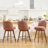 Bekrvio 26" Swivel Counter Height Bar Stools Set of 1/2/3/4,Fabric Upholstered Bar Chairs with Walnut Wood Legs, Counter-Height Kitchen Island Stools - 2 of 4