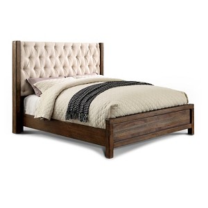 Alva Transitional Tufted Wingback Eastern King Bed Rustic Natural Tone - Sun & Pine, Brown