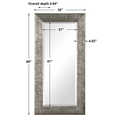 Contemporary Maeona Rectangular Wood Mirror in Metallic Silver