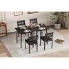3 Piece Dining Table Set for 2, Farmhouse Kitchen Table and Upholstered Chair, Metal Frame Square Dining Room Furniture - 2 of 4