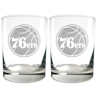 NBA Philadelphia 76ers Laser Etched Rocks Glass Set - 2pc