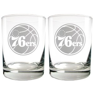 NBA Philadelphia 76ers Laser Etched Rocks Glass Set - 2pc - 1 of 1