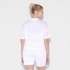 Pride Adult Smiley World Mesh 'Rainbow Graphic' Short Sleeve Cropped Top - White - 2 of 3