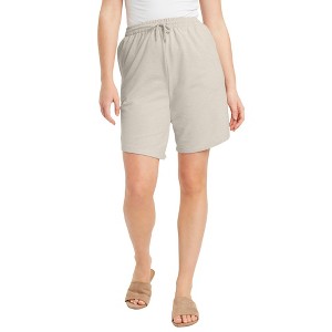June + Vie by Roaman's Women's Plus Size French Terry Shorts - 1 of 4