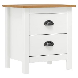 vidaXL Bedside Cabinet Hill White 18.1"x13.8"x19.5" Solid Pine Wood - 1 of 4
