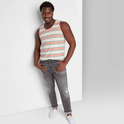 Men's Tall Striped Regular Fit Crewneck Tank Top - Original Use™ Pink MT
