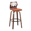 Set of 2 Folia Barstools Walnut/Black/Orange - LumiSource: Mid-Century Modern, Upholstered Seat, Wood Frame - image 2 of 4