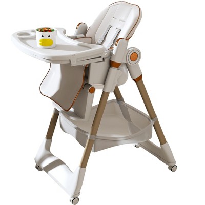 Yinvani White Adjustable Baby High Chair with Safety Belt
