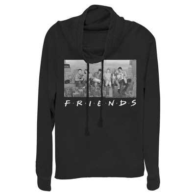 Juniors Womens Friends Besties Atop Skyscraper Photo Cowl Neck Sweatshirt