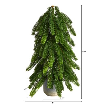 17" Potted Pine Artificial Christmas Tree with Lights