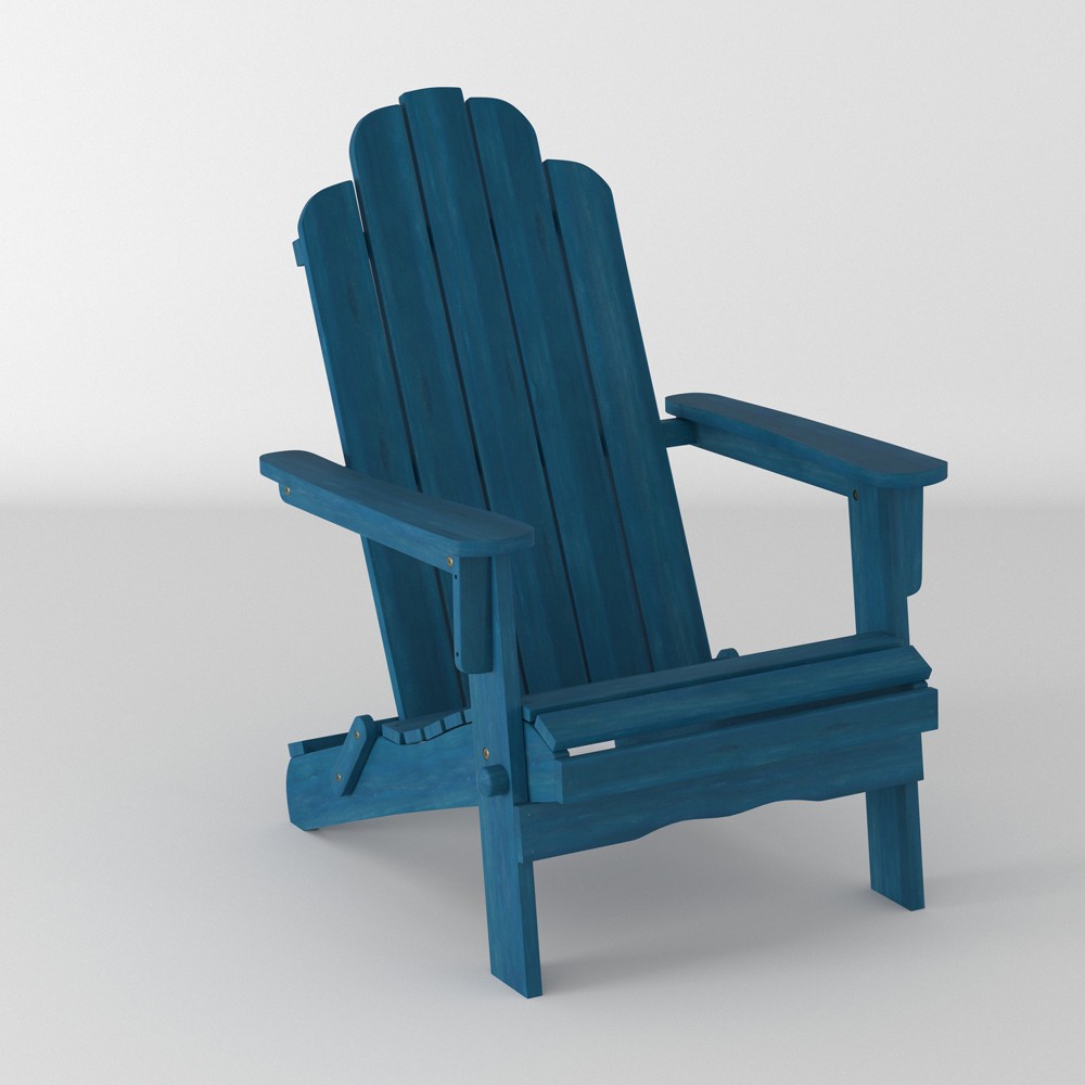 Photos - Garden Furniture Genovia Transitional Acacia Wood Outdoor Adirondack Chair with Wine Holder