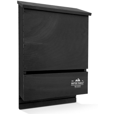 Outer Trails Bat House Outdoor Bat Habitat, Black All Natural Cedar Wood, 3 Chamber