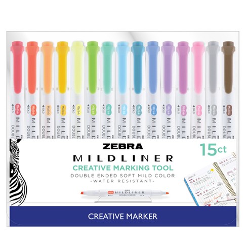 15ct Dual Tip Creative Marker Zebra Mildliner Target