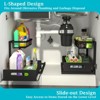 Aoibox Under Sink Organizer Pull Out 2 Tier Slide Out Storage Shelf L Shaped for Kitchen Cabinet Black Space Saving - 3 of 4