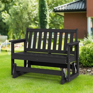HYLEORY Outdoor Glider Rocking Chair,2 Person Bench Swings for Outside,HDPE All-Weather Resistant 2-Person Loveseat, Patio Glider for Garden Porch - 1 of 4