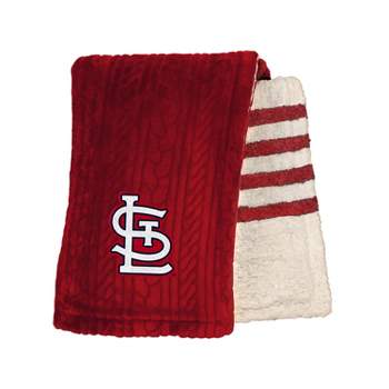 MLB St. Louis Cardinals Knit Embossed Faux Shearling Stripe Throw Blanket