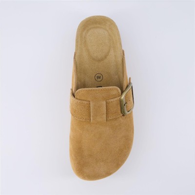 CUSHIONAIRE Women's Granola Genuine Suede Cork Footbed Platform Clog, +Comfort, Wide Widths Available