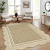 Washable Scalloped Living Room Bedroom Rugs, Indoor Modern Non Slip Dining Room Rugs, Low Pile Floral Print Throw Carpet for Home Decor - 3 of 4