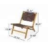 Christopher Knight Home Karla Outdoor Rustic Acacia Wood and Rattan Armless Lounge Chair (Set of 2) - 3 of 4