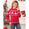 Clearlove Family Christmas Sweater Crew Neck Reindeer Snowflakes Knitted Pullover for Women - 2 of 4