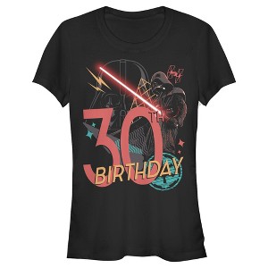 Juniors Womens Star Wars Darth Vader 30th Birthday Abstract Background T-Shirt - 1 of 3